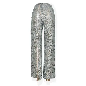 HOUSE OF CB Mara Metallic Floral Lace Pants, Silver, Medium thumbnail 7