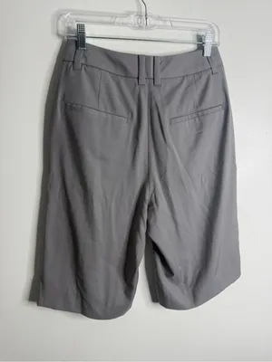 Wildfang Empower Gray‎ Pleated High Waist Wide Leg Bermuda Shorts Size 6 thumbnail 3
