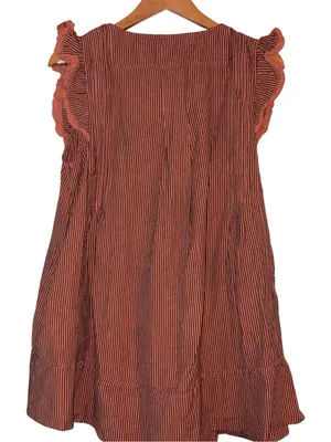Free People Striped Ruffle Tunic Mini Dress Small New With Tags Orange Mot thumbnail 6