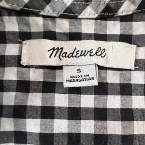 Madewell Women's Small Cross Front Wrap‎ Surplice Tie Top Black White Gingham thumbnail 3