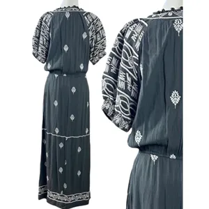 Free People Bohemian Witchy Riley Embroidered Midi Maxi Dress Duster Grey Medium thumbnail 9
