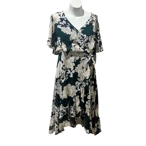 Calvin Klein Women's Floral Wrap Midi Dress Black Size 14 Party/Cocktail thumbnail 4