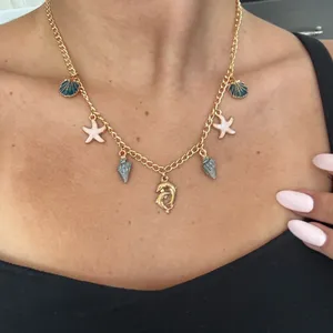 Gold Beachy Charm Necklace thumbnail 1