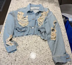 Forever 21 Distressed Cropped Denim Jacket thumbnail 1