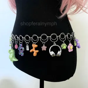 Silver Harajuku Y2K Dopamine Handmade Chain Belt, Fits 21-40 Inches, X7GA1398 thumbnail 1
