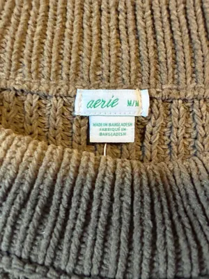 aerie Olive Ribbed Crewneck Sweater thumbnail 2