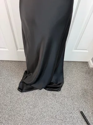 Olia Black Satin One Shoulder Maxi Gown Dress Size L NWT thumbnail 5