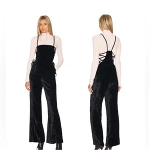 NWOT Free People 90’s Forever Overalls‎ in Black SZ XL thumbnail 4
