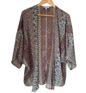 American Eagle duster small medium boho floral paisley Bohemian Patterned Kimono thumbnail 1