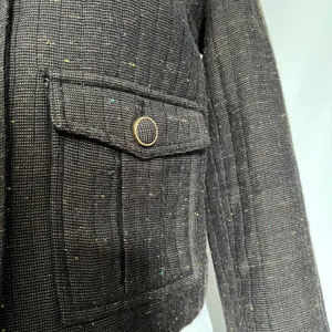 Cartonnier Tweed Equestrian Women Jacket Sz 4 Brown Preppy Cropped Anthropologie thumbnail 6