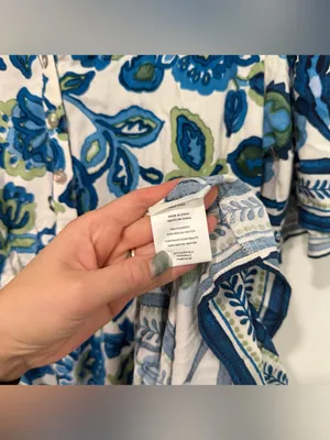 Fig + Flower Blue Green Floral Maxi Dress L thumbnail 7