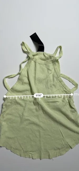 Free People FP New Romantics Lime Green Halter Neck Soft Linen Cotton Raw Hem Tank Top XS thumbnail 3