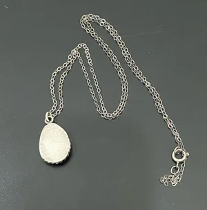 Vintage Native American Sterling Silver Mother Of Pearl Teardrop Pendant Necklac thumbnail 9