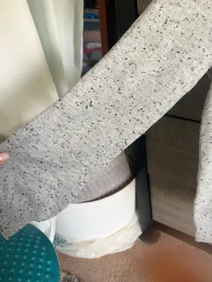 LOFT XS Gray Black Speckled Knit Raglan Sweater thumbnail 4
