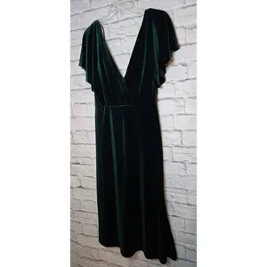 Jenny Yoo Ellis Ruffle-Sleeve Open-Back Green Velvet Wedding Gown 8 Homecoming thumbnail 5
