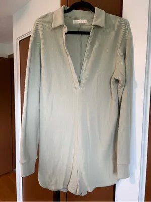 Abercrombie Soft AF Lounge Romper Light Sage Knit thumbnail 1