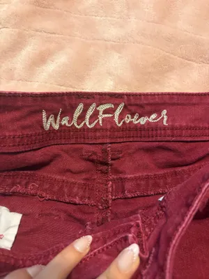 Wild Flower burgundy denim shorts with design on back pocket thumbnail 4
