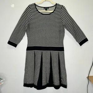 Lauren Ralph Lauren‎ Houndstooth Classic A-line Pleated Knee Length Dress Large thumbnail 1