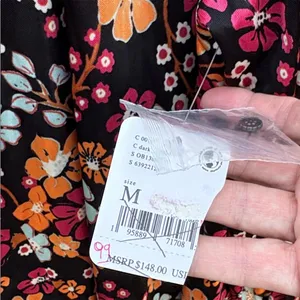 NWT Free People Daisy Jane Black Floral Swing Dress Generous Medium Retail $148 thumbnail 9