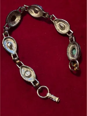 Vintage Signed Sarah Coventry Silver-Tone Multi-Color Stone Link Bracelet thumbnail 3