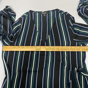 Express Women's Black Striped Faux Wrap Long Sleeve‎ Blouse Size Medium thumbnail 8