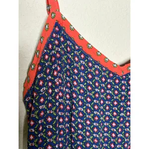 Anthropologie XL Blue Floral Wide Leg Cropped Jumpsuit Boho Adjustable Strap thumbnail 6
