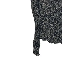 Boden Women's Top Ruffle‎ Georgette Round Neck Swing Paisley Blouse Black Sz. 10 thumbnail 3
