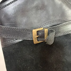 Fabianelli Black Leather Suede Tall Moto Boots Buckle Detail G186 Euro 37 thumbnail 4