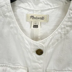 Madewell Denim High Crewneck Vest Tile White Minimalist Utility Pockets US 0 thumbnail 9