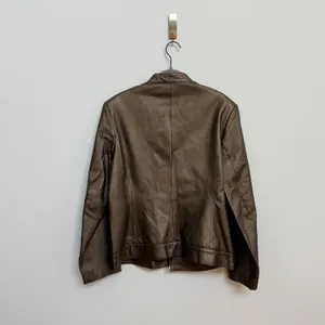 Terry Lewis Classic Luxuries Metallic Copper Gray Genuine Leather Jacket M thumbnail 7