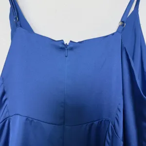 Anthropologie Chelsea28 Women Dress XL Blue Satin‎ Faux Wrap Midi Party Cocktail thumbnail 6
