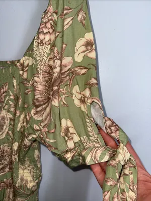Aqua Bendita x Target floral puff sleeve smocked mini dress size large NWT thumbnail 6