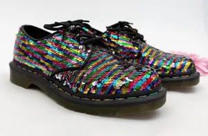 Dr. Martens 1461 Pascal Rainbow To Silver Sequin Oxfords Lace Up Shoes thumbnail 1
