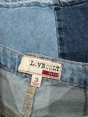 LOVE CULT Retro Chic Faded Patchwork High-rise Wide Leg Jeans | Size 3 thumbnail 2