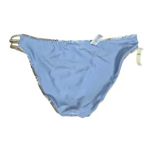 Aerie Women Blue Tan‎ Tropical Palm Leaf Strappy Bikini Bottom Size L 1753-2363 thumbnail 6