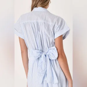 Lulus Adorable Impression White and Blue Midi Dress With Pockets thumbnail 4