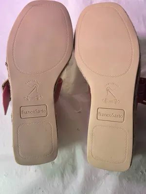 Franco Sarto Coral Pink Espadrille Wedge Slide with Gold Buckle thumbnail 10