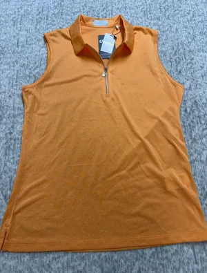 Callaway Womens‎ Sm Sleeveless Golf Polo Shirt Papaya Heather Orange CGKSB0D8DS thumbnail 1