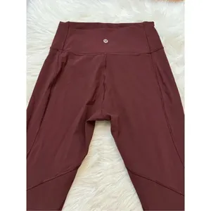 Lululemon Ruched Leg Workout Tight Leggings Wine 8 thumbnail 4