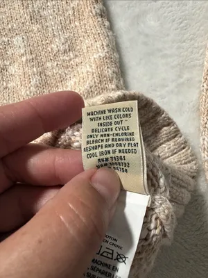 L.L. Bean women's medium Cream Beige Marled Turtleneck Sweater knit cotton thumbnail 7