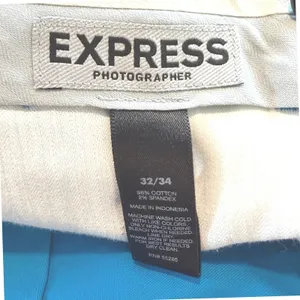 Express Photographer Pants 32/34 Teal BlueFlat Front Cotton Stretch Actual 34/34 thumbnail 2