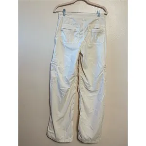 American Eagle Womens Pants Baggy Wide Leg Cargo Lyocell Pockets Stretch Cream 2 thumbnail 6