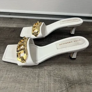 GOOD AMERICAN White Gold Chain Kitten Heels thumbnail 3