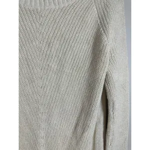Banana Republic Shimmer Chevron Knit Sweater Ivory Metallic Boat Neck Womens M‎ thumbnail 3