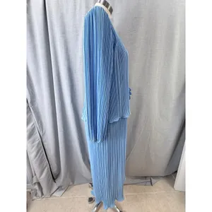 Vintage Mister Jay Blue Accordion Pleat Rosette‎ Mock 2pc Maxi Column Dress M thumbnail 9