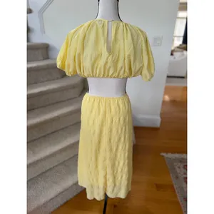 Petal + Pup Butter Yellow Puff Sleeve Midi Length Milk Maid Cut Out Back Dress thumbnail 6