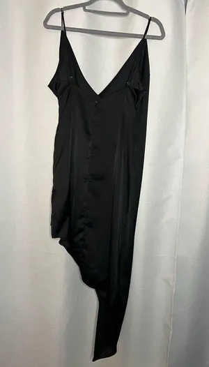 Cotton Candy LA Black Satin Asymmetrical Dress Large thumbnail 2