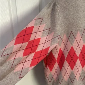 Woman Within Argyle Cardigan Sweater - Red and Tan thumbnail 6