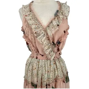 Free People Mixed Print Floral Sleeveless Tiered High Low Dress Size Small Fairy thumbnail 7