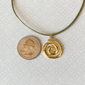 Handmade gold tone stainless steel spiral swirl uzumaki funky boho grunge style necklace🌀 thumbnail 5